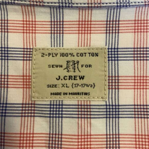 J. Crew Shirt Red White & Blue Check Button Up Long Sleeve Men's XL Preppy Plaid - Picture 7 of 7